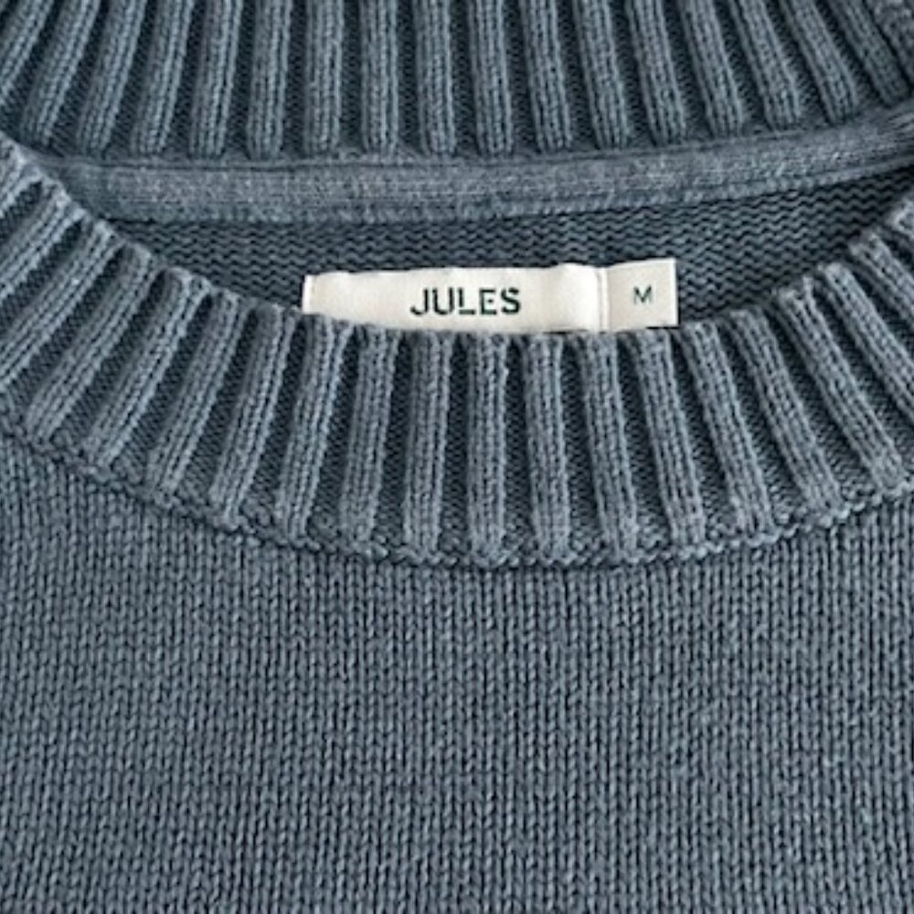 Jules Men’s Blue-Grey Round Neck Sweater, Size M – Good Condition.